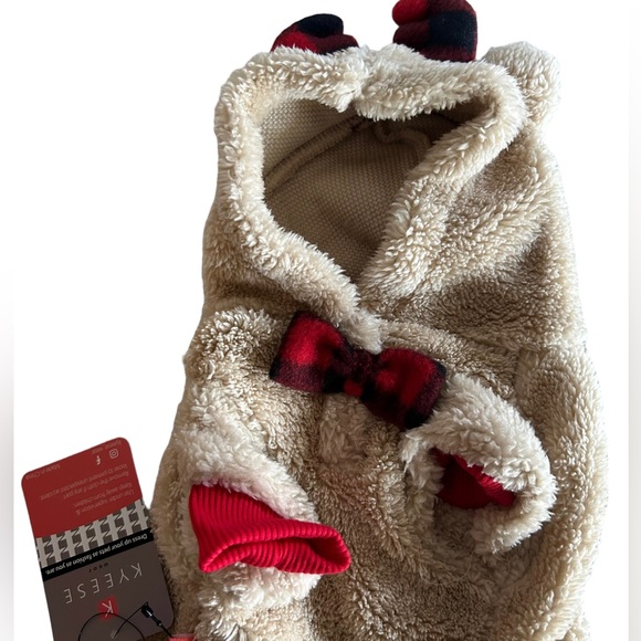 KYEESE Dog Pajamas Reindeer Christmas  Bowtie Red plaid Pet Pajamas sz M NWT - Picture 12 of 12